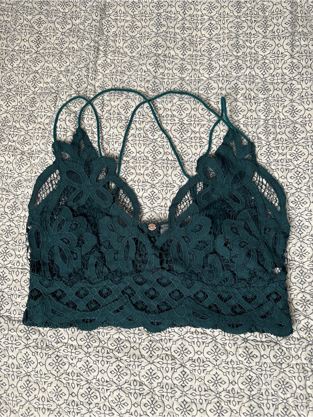 Free People Lace Bralette in Deep Emerald Green M
